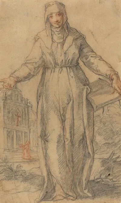 Female Saint (Saint Clare of Assisi or Saint Catherine of Siena) by Итальянская школа, c. 1600 — digital art print download