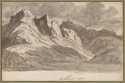 Blick über die Berge bei Lecco by Якоб Кристоф Мивиль, 1807 — digital art print download