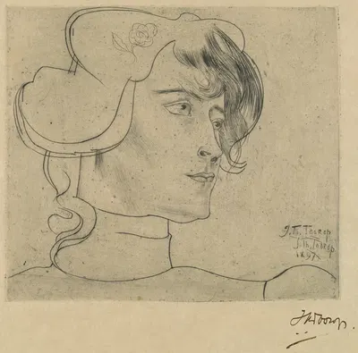 Head of a Woman (Marguérite Adolphine Helfrich) by Ян Тoorоп, 1897 — digital art print download