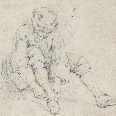 Man Pulling on His Shoe by Жан-Батист Лё Пренс, 1761-1763 — digital art print download