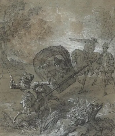La Rancune en brancard, abattu dans le bourbier by Jean-Baptiste Oudry, 1726 — digital art print download