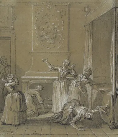 On trouve le corps mort de l'hote que l'on avait cache by Jean-Baptiste Oudry, 1727 — digital art print download