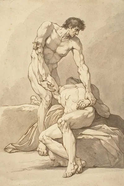 Two Nude Men by Johann Heinrich Lips — digital art print download