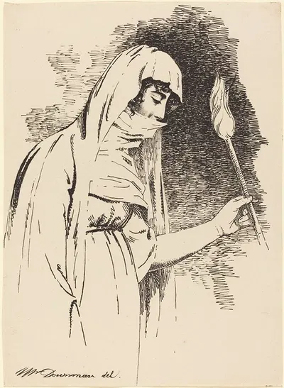 Oriental Woman, Holding a Torch by Джон Даунман, 1806 — digital art print download