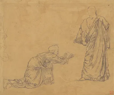 Study for 'Christ Appearing to Mary' by Джон Ла Фардж, 1877-1878 — digital art print download