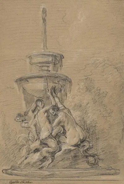 A Fountain with Three Nereids by Joseph Ignace François Parrocel — digital art print download