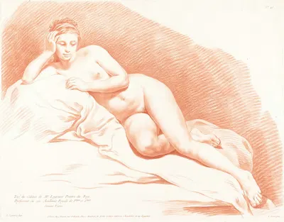 Reclining Female Nude by Louis-Marin Bonnet, 1771 — digital art print download