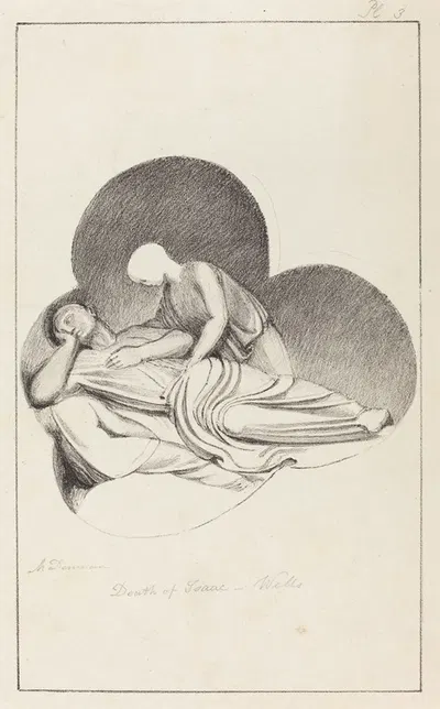 Death of Isaac, from Wells Cathedral, published 1829 by Maria Denman — digital art print download