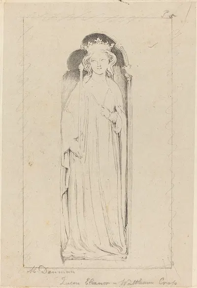 Queen Eleanor, from Waltham Cross, published 1829 by Maria Denman — digital art print download