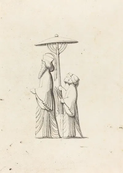Sculpture at Persepolis, from Le Bruyn's Travels, published 1829 by Maria Denman — digital art print download