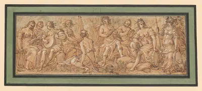 Frieze with Apollo, Minerva and Muses by Mathias Strasser, 1645 — digital art print download