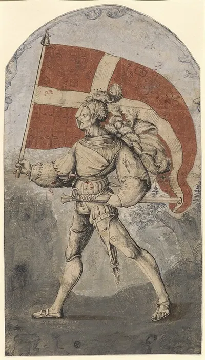 Bannerträger, nach links schreitend by Niklaus Manuel — digital art print download