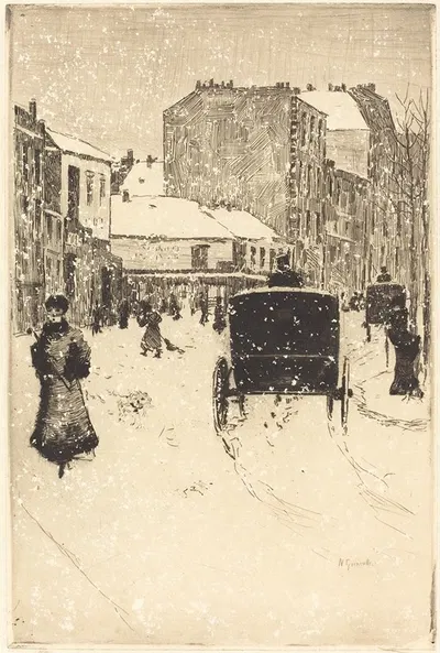 Boulevard Clichy in the Snow (Le boulevard Clichy par un temps de neige) by Norbert Goeneutte, 1876 — digital art print…