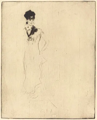 Sketch of a Young Lady in Violet by Norbert Goeneutte — digital art print download