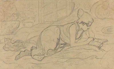 Study for 'La Liseuse couchée' by Поль Рансон, 1894 — digital art print download