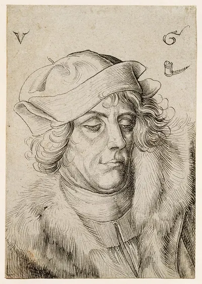 Portrait of a man with a beret and fur collar by Urs Graf, 1507 — digital art print download