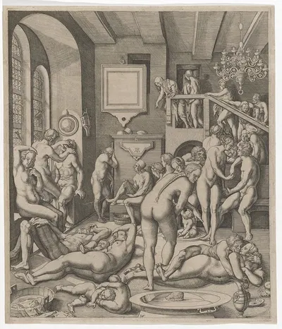 Bathing room ('Bath of the Anabaptists') by Virgil Solis — digital art print download