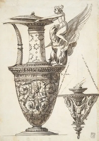Design for an Elaborate Pitcher and Chandelier by Antonio Basoli, 1911 — digital art print download