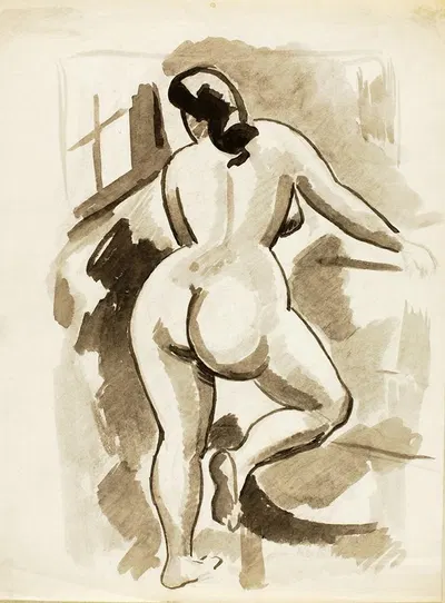 Back View of Standing Female Nude by Карл Ньюман — digital art print download