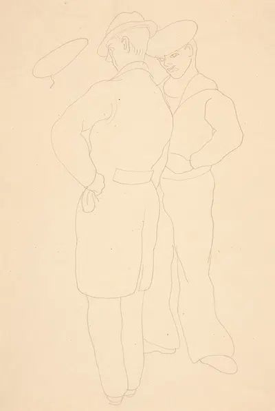 Man With Sailor (study for watercolor titled On That Street, 1932) by Charles Demuth, 1980 — digital art print download