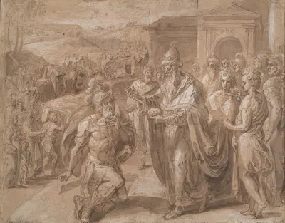 Abraham and Melchizedek by Crispijn van den Broeck, 1984 — digital art print download
