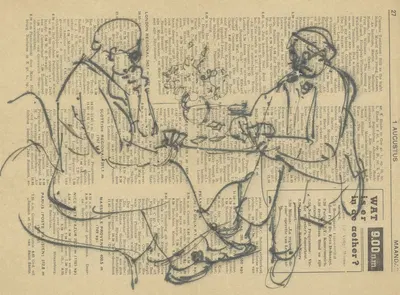 Man en vrouw kaartend by Дик Кет, 1989 — digital art print download