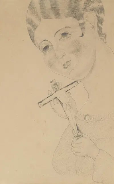 Woman with Krucifix by Эрнст Йозефсон — digital art print download