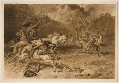 Drawing for The Encounter (Indian Fight on Horseback) by Феликс Октавиус Карр Дарли, 1981 — digital art print download