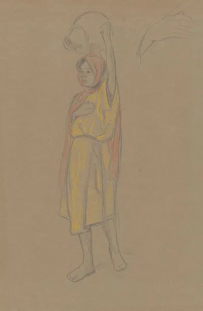 Lopende Algerijnse vrouw met kruik op het hoofd by Фердинанд Харт Ниббриг — digital art print download