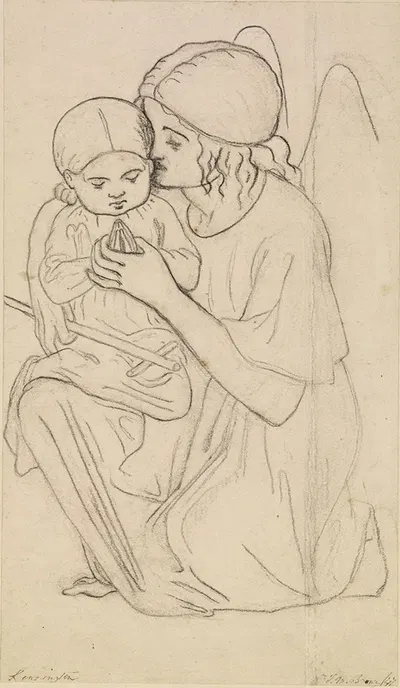 Our Ladye of Good Children – Angel Holding a Child by Форд Мадокс Браун — digital art print download