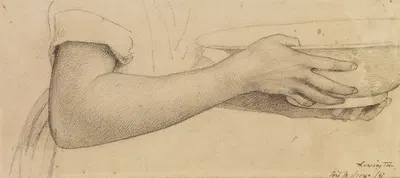 Oure Ladye of Saturday Night – Study of Arm and Hands for Angel Holding Bowl of Water by Форд Мадокс Браун — digital art…