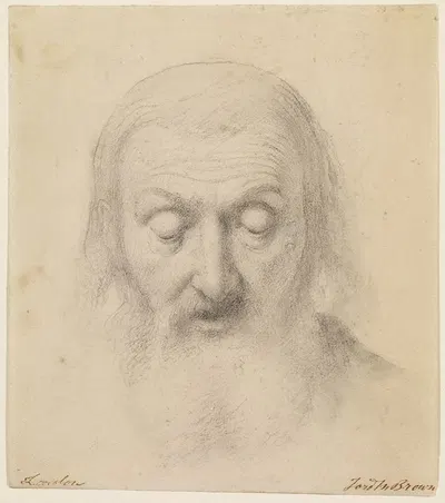 Wycliffe Reading his Translation of the Bible – Study for the Head of Wycliffe by Форд Мадокс Браун — digital art print…