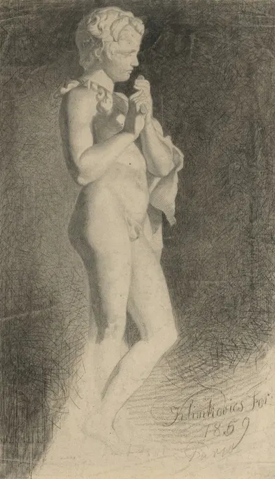 A study of a boy playing the whistle by Франтишек Климкович — digital art print download