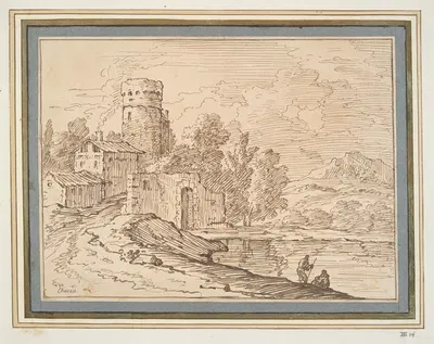 Landscape with Castle Near Water by Джованни Баттиста Бузири — digital art print download