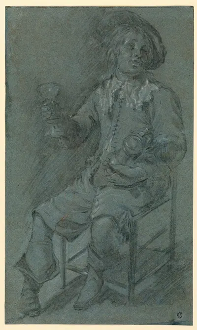 Seated Cavalier with Wine Glass by Jacob Duck — digital art print download