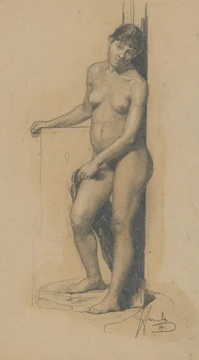 Nude standing woman by Йозеф Ханула — digital art print download