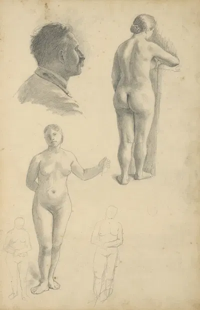 Sketchbook with figural studies by Йозеф Ханула — digital art print download