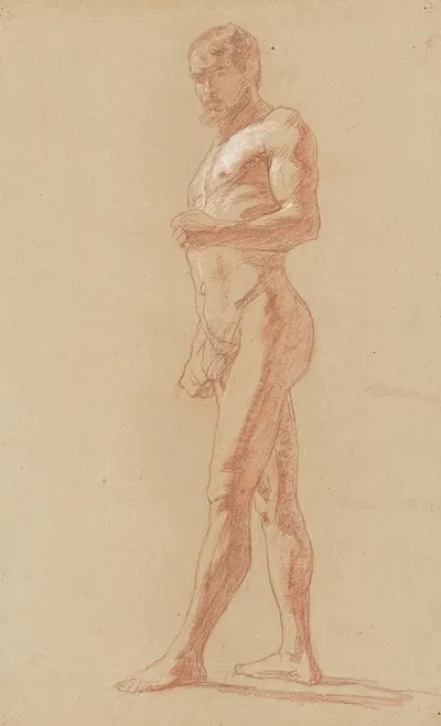 Study of a standing male nude by Йозеф Ханула — digital art print download
