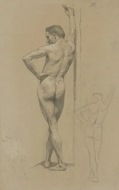 Study of a standing male nude by Йозеф Ханула — digital art print download