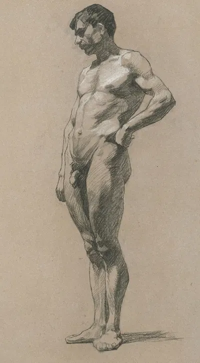 Study of a standing man by Йозеф Ханула — digital art print download