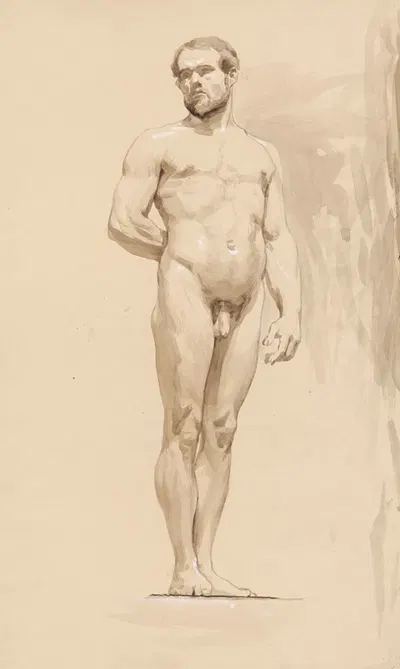Study of a standing man by Йозеф Ханула — digital art print download