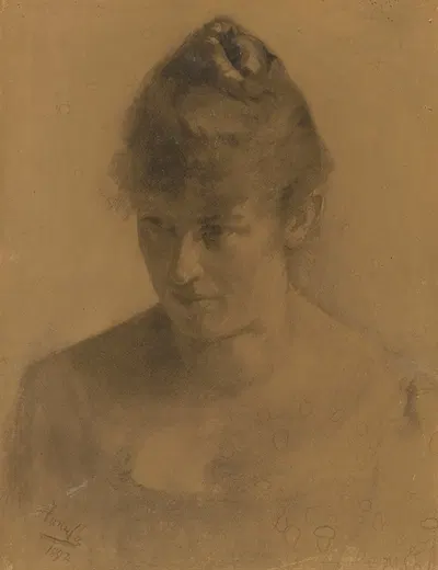Study of a woman's head by Йозеф Ханула — digital art print download