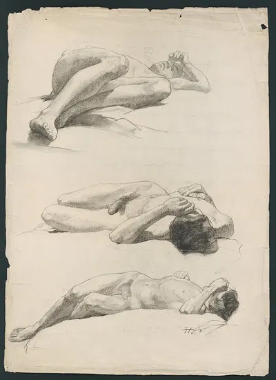Study of the male nude by Йозеф Ханула — digital art print download