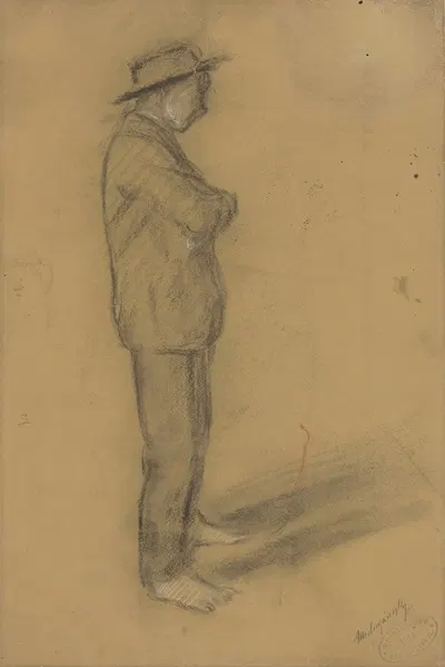 Study of a Standing Man in a Hat by Ladislav Mednyánszky — digital art print download