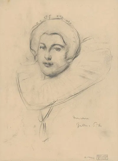 A study of a woman's head according to a miniature in the PITTI gallery by Милан Томка Митровский — digital art print…