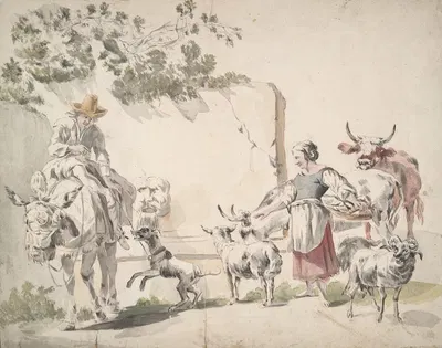 Peasants Going to Market by Nicolaes Pietersz. Berchem — digital art print download