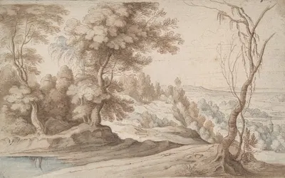 Landscape with Trees and View into a Valley by Paul Bril — digital art print download