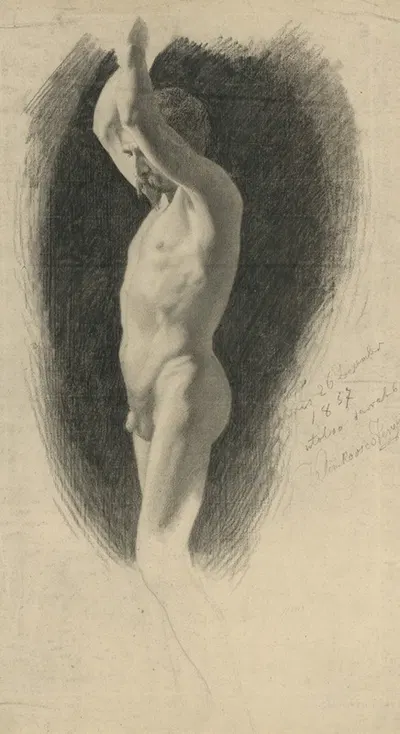 Nude with raised hands by Vojtech Klimkovič — digital art print download