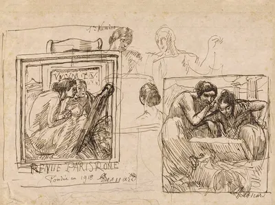 Double croquis pour la revue 'Paris-Rome' by Альбер Безнар, 1918 — digital art print download