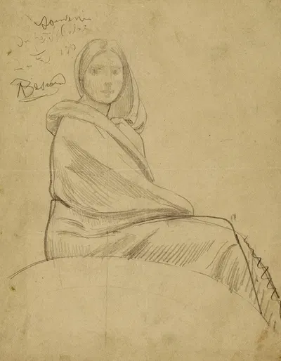 Etude de femme pour 'La Pensée', plafond du vestibule du Petit Palais by Альбер Безнар, 1907 — digital art print download